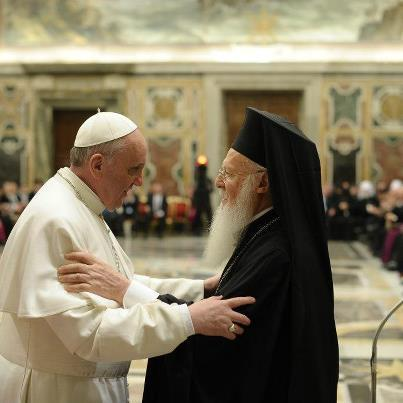 Patriarch Bartholomew I. and Pope Francis I. Brotherly meeting at the Vatican